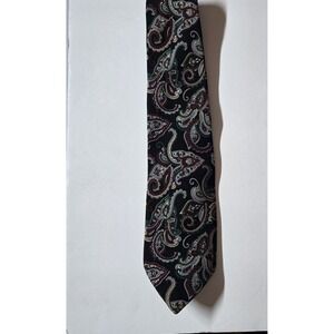 American Edition Collection Black Paisley Silk Blend Necktie Men Classic